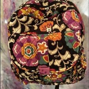 Vera Bradley RETIRED Black Floral Backpack Bag